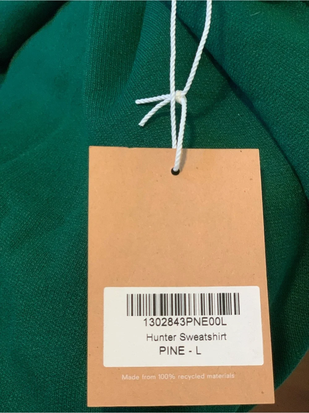 NWT Reformation Jeans Hunter Sweatshirt Cropped in Pine Green Color Size L